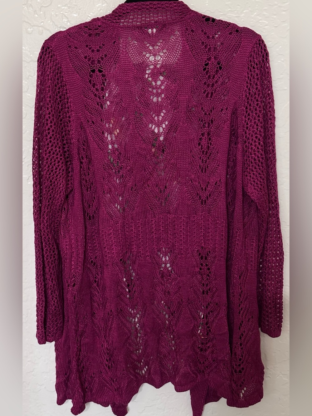 Liz Claiborne Open-Knit Cardigan in Berry Plum - Picture 5 of 6